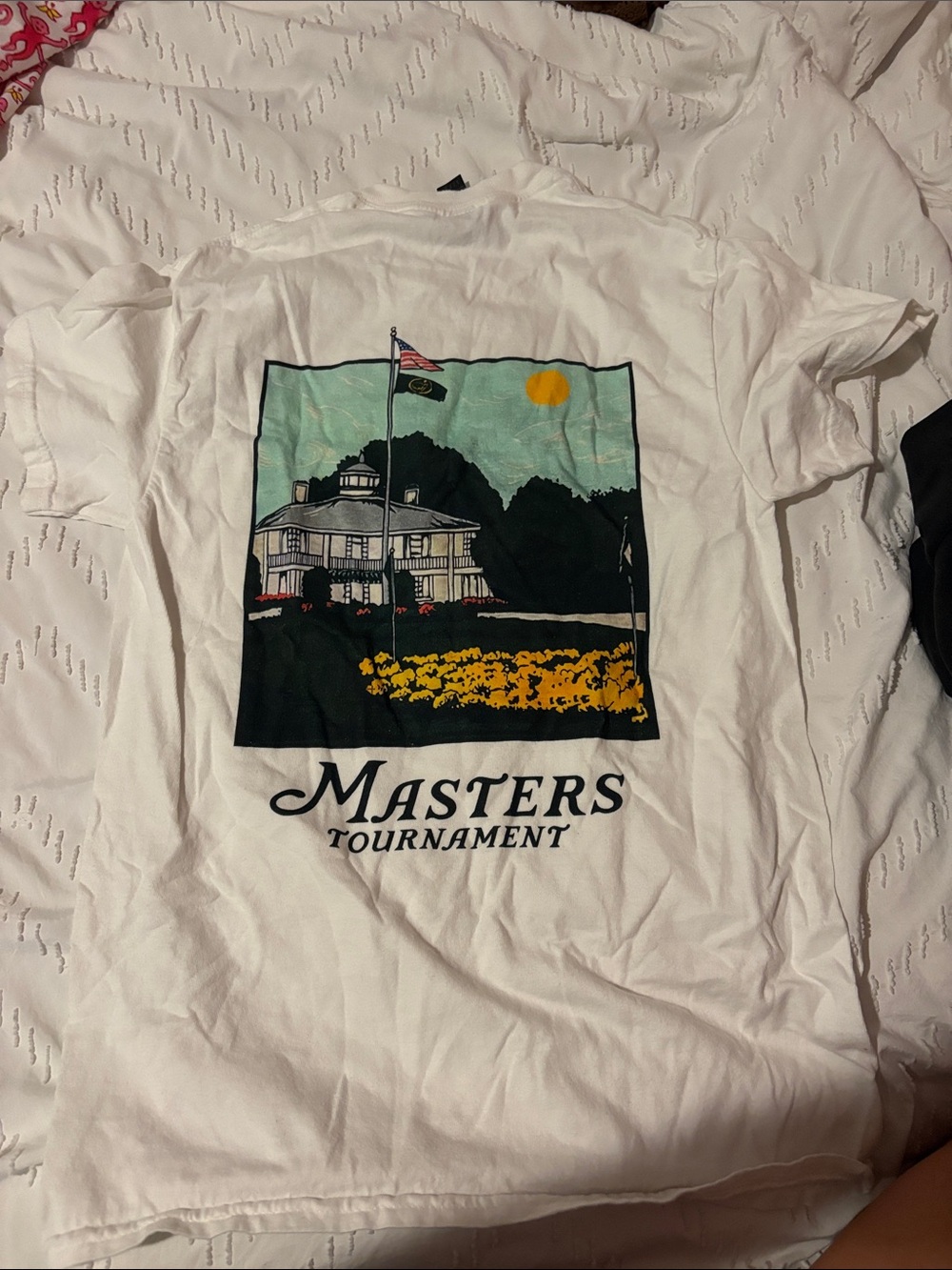 Masters White Short-Sleeve Tee with Multicolor Tournament Graphic